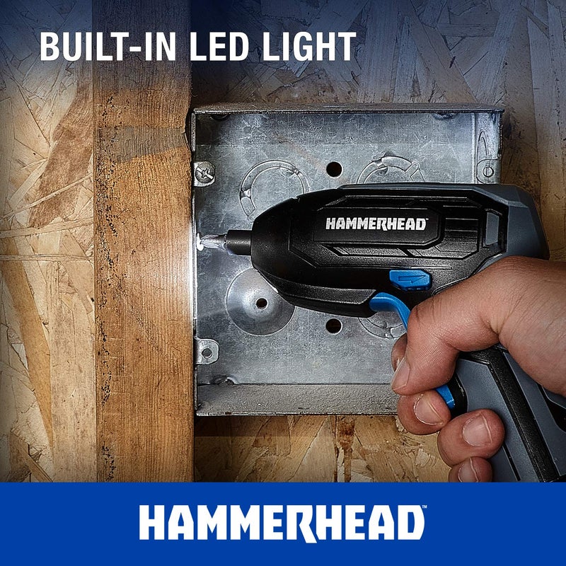 Hammerhead Rechargeable 4V Cordless Screwdriver with 9pcs Bit â€“ HCSD040 - Image 4